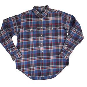 Polo Ralph Lauren Boys Plaid Button Down Shirt M 10-12 Blue Red Cotton Flannel